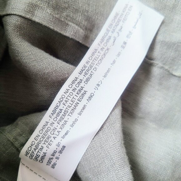 Massimo Dutti Men's Green Linen Moroccan Collar Button Down Long Sleeve Shirt M - Picture 5 of 7